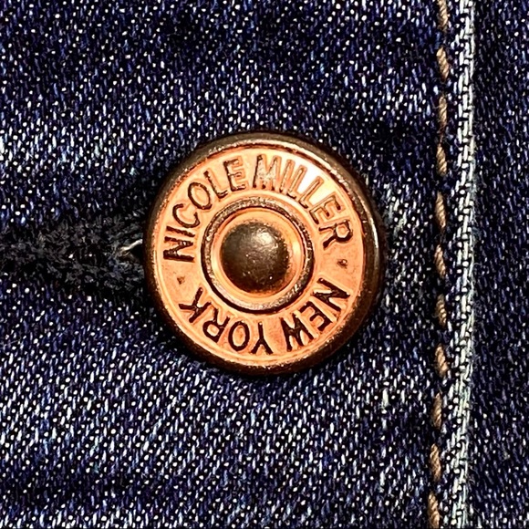 NWOT Nicole Miller Cropped Denim Jacket in Mid Blue S - Picture 10 of 13